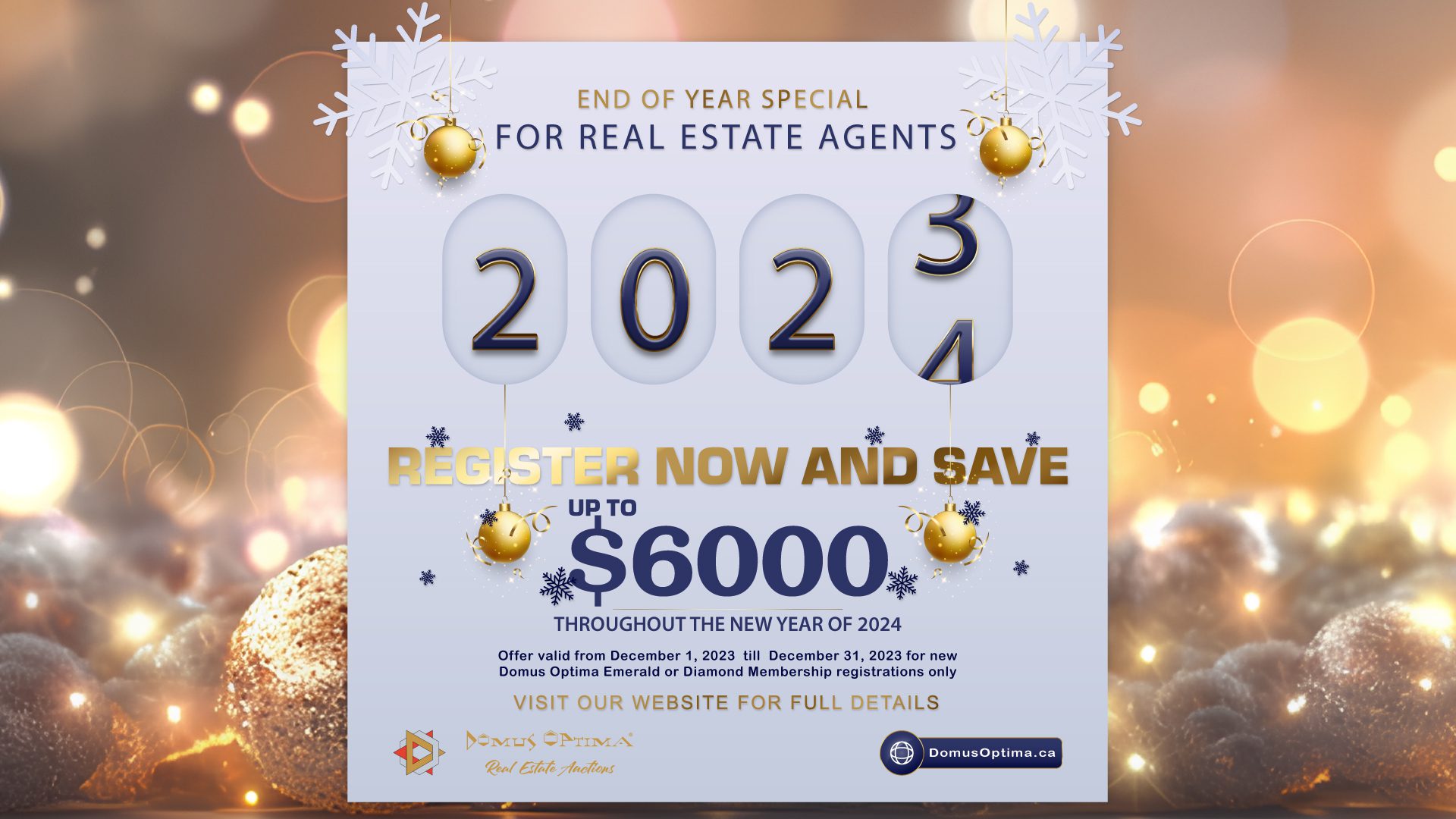 Seize the Savings: Domus Optima's Exclusive Year-End Special for Ontario Real Estate Agents!